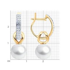792446  - Серьги из золота 585 пробы со съемными подвесками с жемчугом