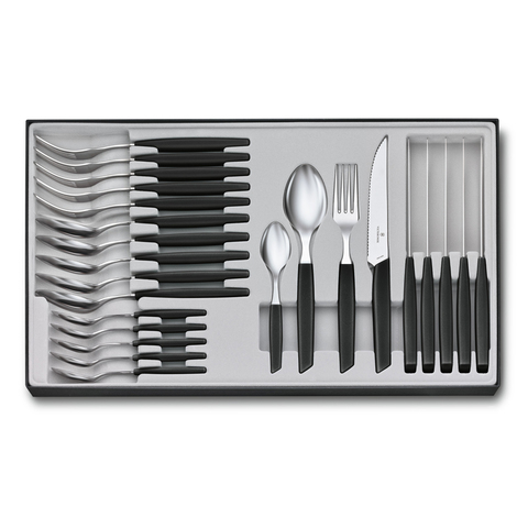 Набор из 24 столовых принадлежностей Victorinox Swiss Modern: 6 ножей для стейка, 6 вилок, 12 ложек (6.9093.12W.24)