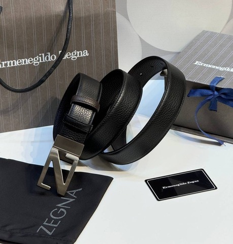 Двусторонний мужской ремень ZEGNA, 3,5 мм, чёрный