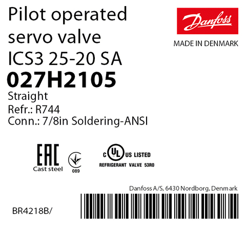 Пилотный клапан ICS3 25-20 Danfoss 027H2105 под пайку