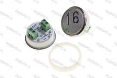 Кнопка (кнопочный модуль) BBP-R331-CMPLT-S-W "16 этаж", круглая, статическая белая подсветка, Брайль.