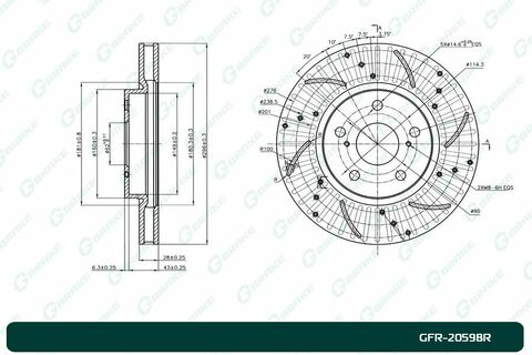 Диск тормозной перфорированный вентилируемый G-brake GFR-20598R правый