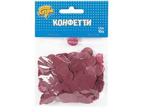 Конфетти бумажное, Тишью Круг, Бордовый, 1,5см, 10г.