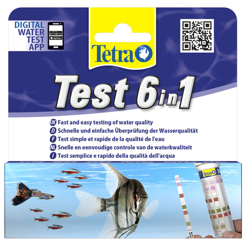Tetra Test 6 в 1 GH/KH/NO2/NO3/pH/Cl полоски для пресной воды (25 шт)