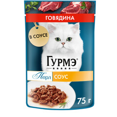 Gourmet Перл консервы для взрослых кошек говядина в соусе 75 г