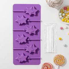 Форма для леденцов "Звёзды" 9,5*24 см, 6 ячеек