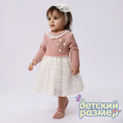 Платье (вязаный трикотаж, повязка, пинетки)