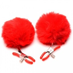Зажимы для сосков Charmed Pom Pom Nipple Clamp, красный, 11.4 см