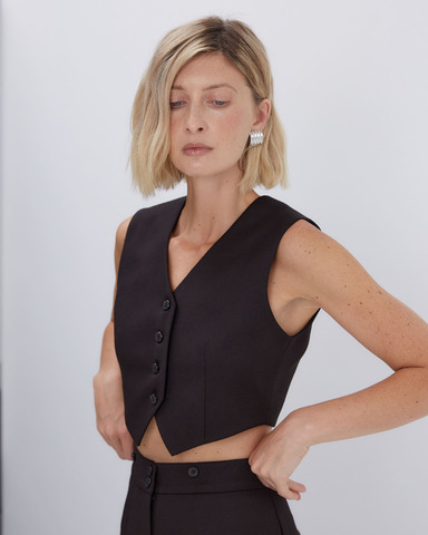 Жилет из шерсти Гуччи горький шоколад