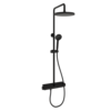 Sancos Teo SC11002MB Душевая стойка c термостатом, изливом и полкой, цвет: черный матовый