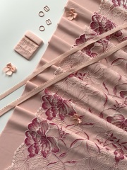 Кружево эластичное пыльно-розовое/фуксия 21 см