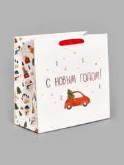 Пакет подарочный S квадрат, «Веселого Нового года», 22*22*11 см (Д*В*Ш), 1 шт.