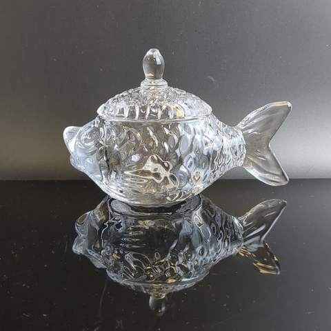 Вазочка в виде рыбки для хранения конфет, цукатов, орехов и др, стекло, винтаж СССР 1970-1990 гг