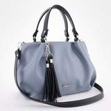 Сумка Саломея 607 гладкий серо-голубой + черный