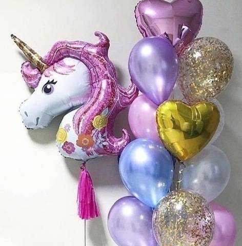 воздушные шары девочке на день рождения, фольгированный шар единорог