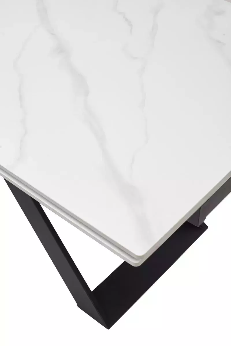 Стол LIVORNO 180 MATT WHITE MARBLE SOLID CERAMIC / BLACK, DISAUR