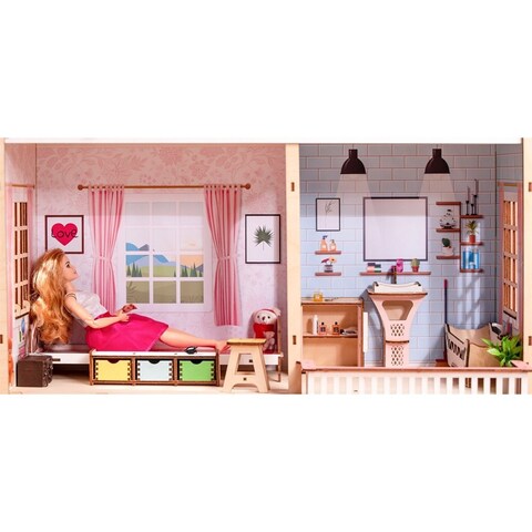 Кукольный домик РАПСОДИЯ трёхэтажный M-WOOD - деревянный конструктор, сборная модель, подходит для игры с куклами Barbie, Winx, Moxie, Bratz, Sonya Rose и т.д.