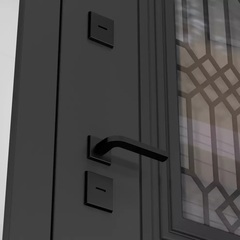 Уличная входная металлическая дверь с терморазрывом, стеклопакет Лабиринт Versa Верса