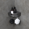 Lemark 9776048 Полка для душа угловая Lemark SHELF LINE из нерж. стали с крючками, графит/вставка-пластик графит