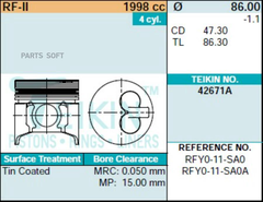 Поршень двигателя TEIKIN 42671A STD (4шт/упак)