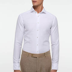 Сорочка мужская 1863 by Eterna Slim Fit 2355-FS82-00 из хлопка со льном белая