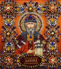 Ткань с нанесенной авторской схемой Святой Даниил Московский (+инструкция)