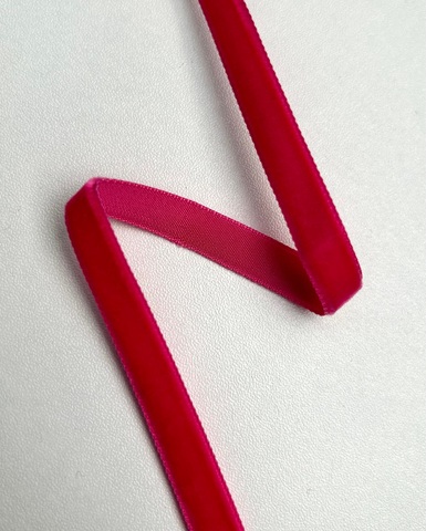Тесьма бархатная, цвет: малиновый, 10 мм