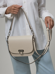 Сумка кожаная кросс-боди светлый крем