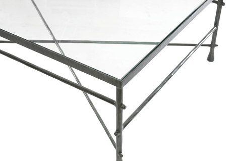 Pollard Rectanglar Cocktail Table Glass Top and Metal Base