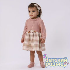 Платье (вязаный трикотаж, повязка, пинетки)