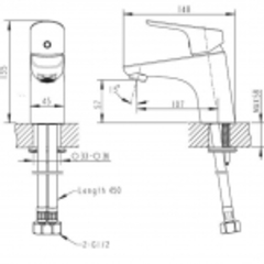 СМЕСИТЕЛЬ BRAVAT НА РАКОВИНУ DROP F14898C-1