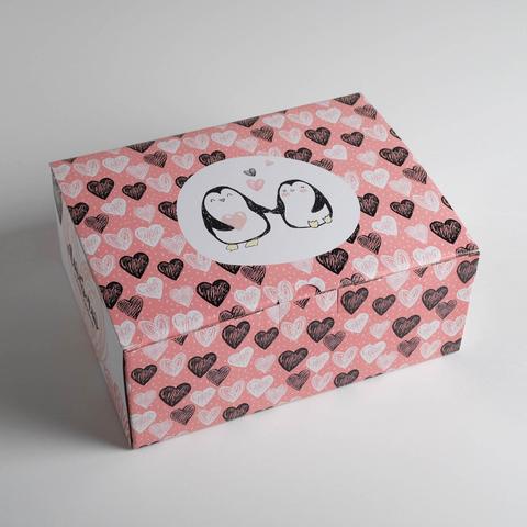 Коробка складная одиночная Прямоугольник «Люблю, очень люблю», 30*23*12 см, 1 шт.