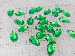 Стразы пришивные акрил, d 1,3х1,8 см, зелёный