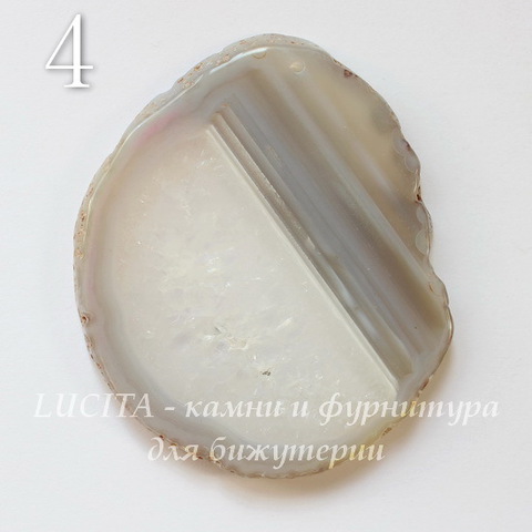 Подвеска Срез Агата (тониров), цвет - серый, 60-91 мм (№4 (68х58 мм))