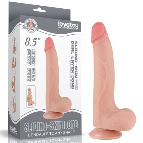 Телесный фаллоимитатор 8.5 Sliding Skin Dual Layer Dong - 20 см. - Lovetoy LV317208