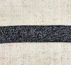 Подвязы трикотажные с люрексом, ш. 3 см, L 117 см, чёрный с серебром