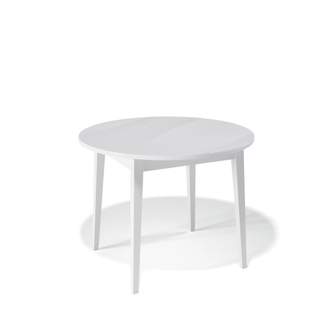 Стол для кухни и гостиной Kenner 1000M обеденный (кухонный), раздвижной, стеклянный, белый глянцевый 100*75*100(130)