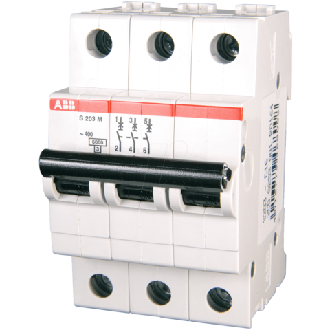 Автоматический выключатель 3-полюсный 6 А, тип B, 10 кА S203M B6UC. ABB. 2CDS273061R0065