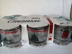 Набор стопок из 6 шт. С красным и бронзой. Стопка Гладкая