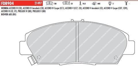 FDB904 Тормозные колодки дисковые OE 'PREMIER' HONDA ACCORD IV, V