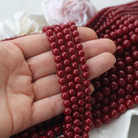 Майорка тёмно-бордовая 6 мм, 1 нить, МА223