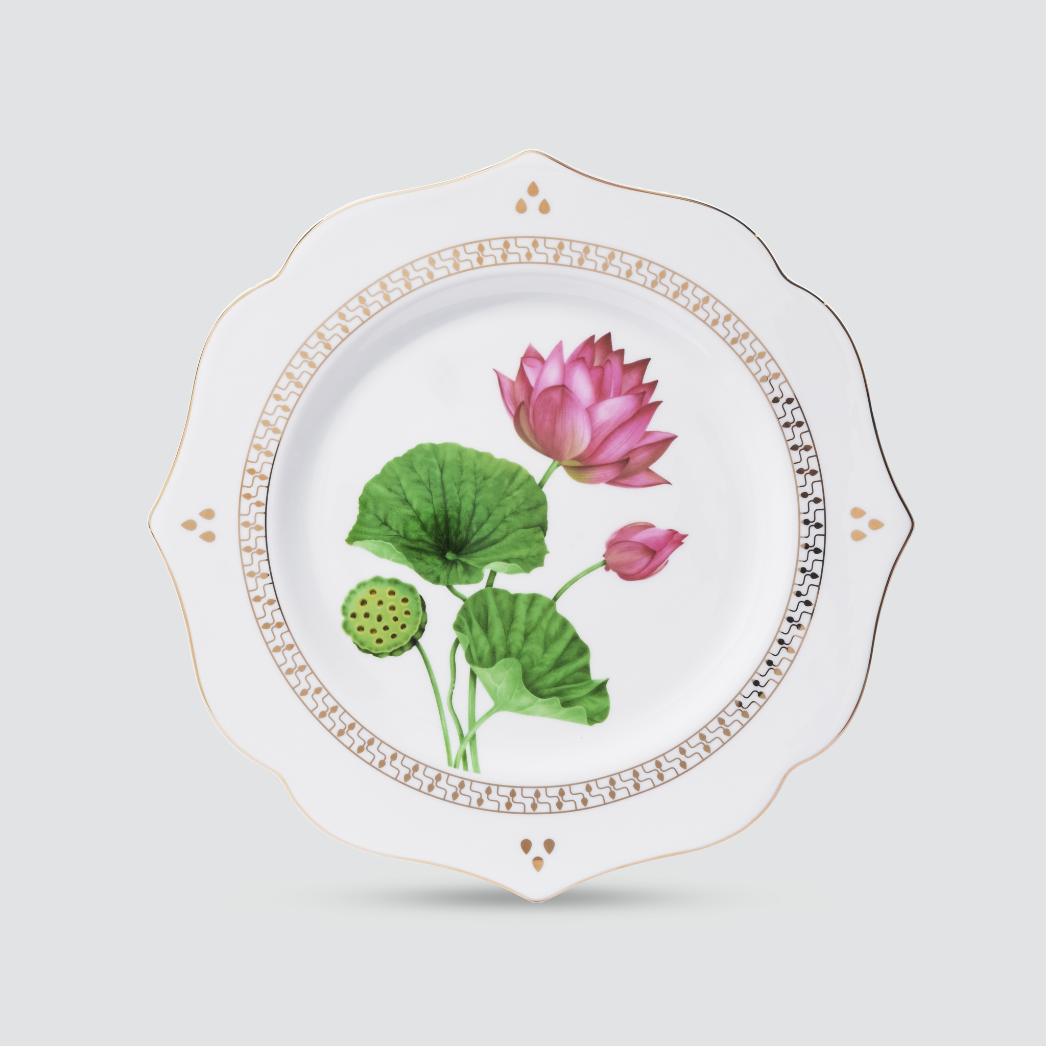 Набор из 2 фигурных блюд Farforite «Лотос и рододендрон / Ботаника / Botanicum» 28 см в подарочной коробке ракурс 3