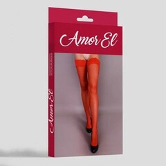 Чулки в мелкую сетку Rosa roja S/L красные