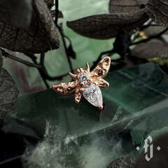 Накрутка "Mole" - Розовое золото - White CZ