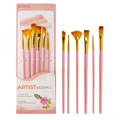 
          Набор кистей Yalong, 6 шт, нейлон, круглая №2, №4, плоская №6, №10, №12, веерная №8, деревянная ручка, блистер, европодвес