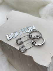 Серьги кольца серебристые с подвесками 