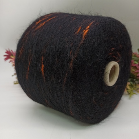 Кид мохер арт Galles фабрика Ilaria 1000м/100гр Черный с оранжевым 4