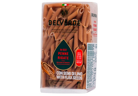 Макароны Пенне Ригате с добавлением льняной муки Delverde, 450г