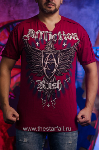 Affliction | Футболка мужская GSP FOREVER Slit V-Neck Red Signature Series A3935R перед