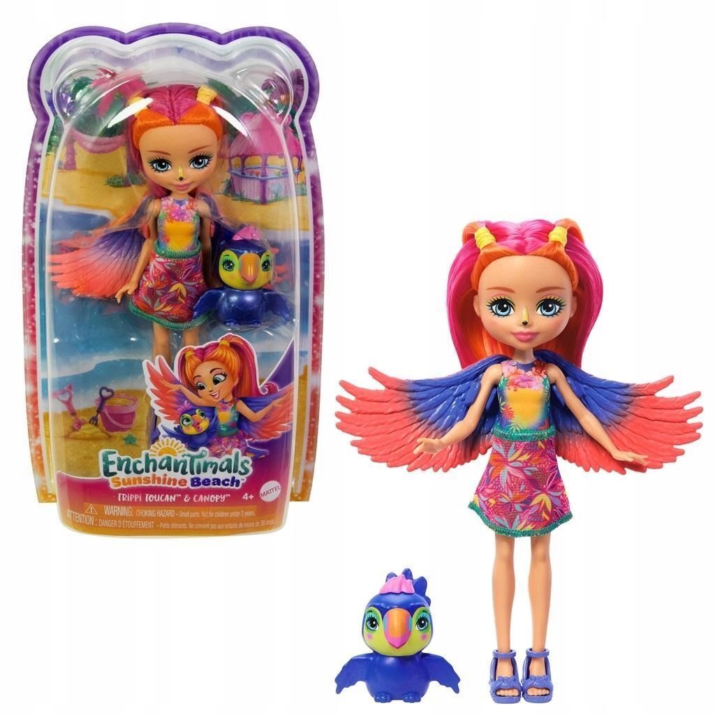 Кукла Enchantimals Mattel - Кукла Sunshine Beach Триппи Тукан с питомцем,  Солнечный пляж - Энчантималс HRX83 купить в Москве | Доставка по России.